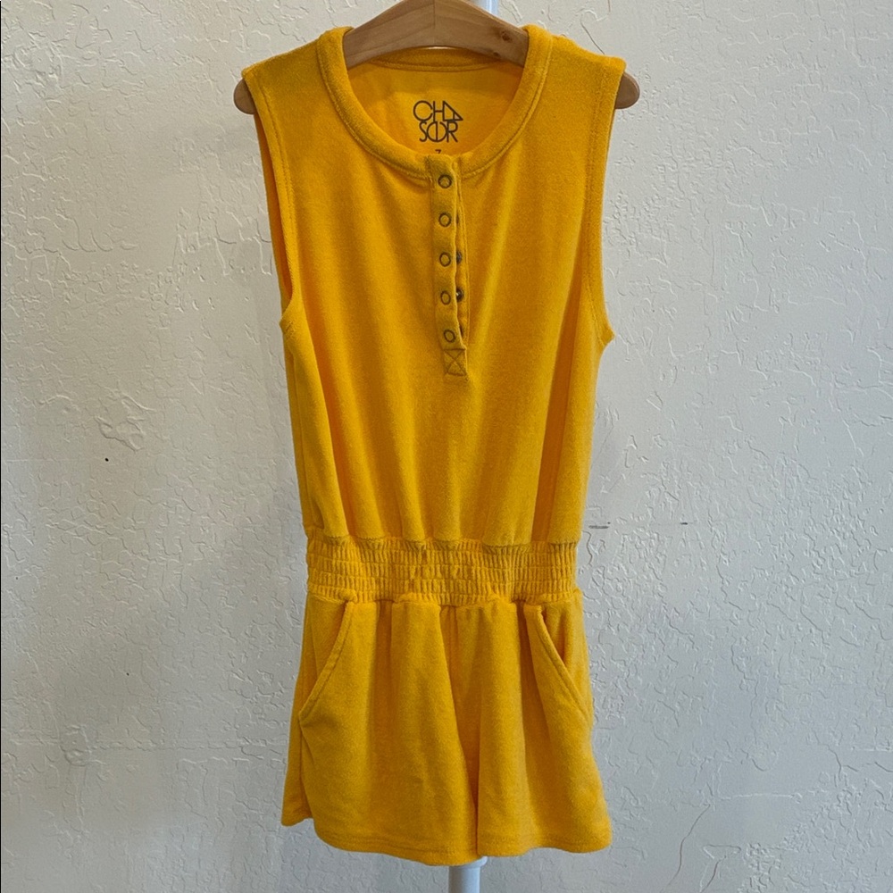 Chaser Citrus Terry cloth Romper Sleeveless Henley